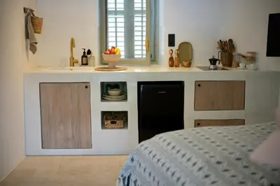 Krevet ili kreveti u jedinici u objektu mi sestre – Studio Apartment Hvar Vrisnik