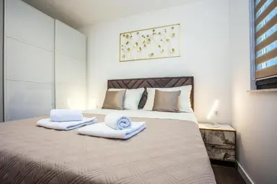 Krevet ili kreveti u jedinici u objektu Apartman sa prekrasnim pogledom,potpuno opremljen za 4 osobe