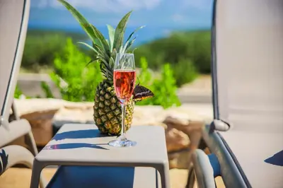 Pića u objektu Ferienhaus Luisa Insel Brac - Kamin, Pool, Grill, Olivengrundstück