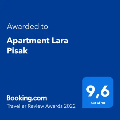 Certifikat, nagrada, logo ili neki drugi dokument izložen u objektu Apartment Lara Pisak