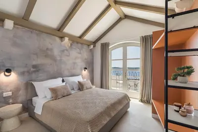 Krevet ili kreveti u jedinici u objektu Luxury Villa Hvar Carpe Diem newly renovated with private pool by the sea