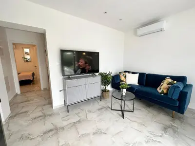 TV i/ili zabavni centar u objektu Olive View Apartment Brela - pet friendly