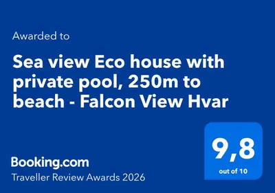 Certifikat, nagrada, logo ili neki drugi dokument izložen u objektu Sea view Eco house with pool, 250m to beach - Falcon View Hvar