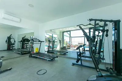 Fitness centar i/ili fitness sadržaji u objektu Seaside apartments with a swimming pool Brela, Makarska - 20229