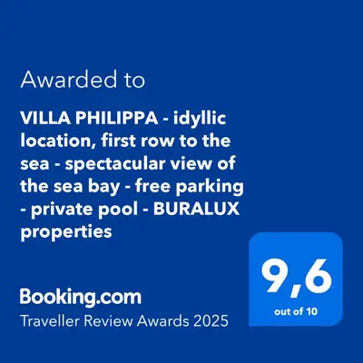 Certifikat, nagrada, logo ili neki drugi dokument izložen u objektu VILLA PHILIPPA - luxurious five-room villa - idyllic location - first row to the sea - spectacular view of the sea bay - unforgettable sunsets - 15 minutes from Supetar ferry port - free parking - private heated pool