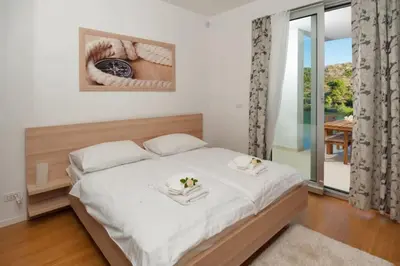 Krevet ili kreveti u jedinici u objektu Modern Adriatic Sea View Villa With Table Tennis