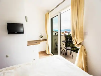 Krevet ili kreveti u jedinici u objektu Villa Suzy Lux- Duplex Two Bedroom Villa with Swimming Pool and Sea View