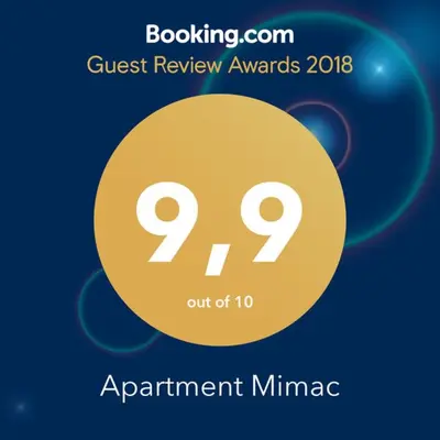 Certifikat, nagrada, logo ili neki drugi dokument izložen u objektu Apartments Mimac