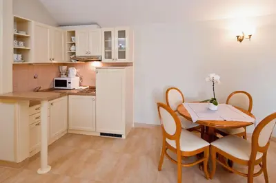 Kuhinja ili čajna kuhinja u objektu Hotel Sunceva Postelja Brela - Luxury Apartment with Balcony and Panoramic View