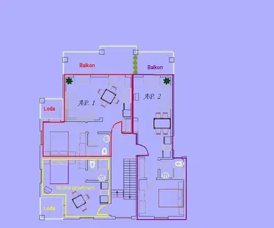 Tlocrt objekta Apartment 3785-2 for 3 Pers in Baska Voda