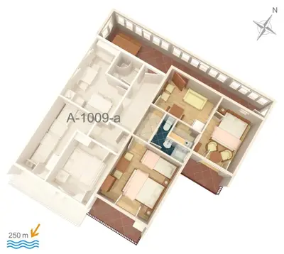 Tlocrt objekta Apartments with parking space Pisak, Omis - 1009