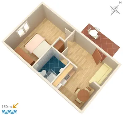 Tlocrt objekta Apartments by the sea Podstrana, Split - 2087