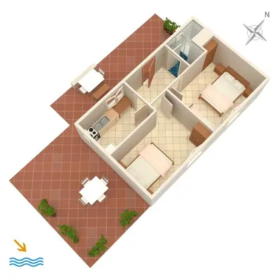 Tlocrt objekta Seaside secluded apartments Cove Torac, Hvar - 4875