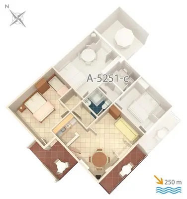 Tlocrt objekta Apartments with a parking space Mimice, Omis - 5251