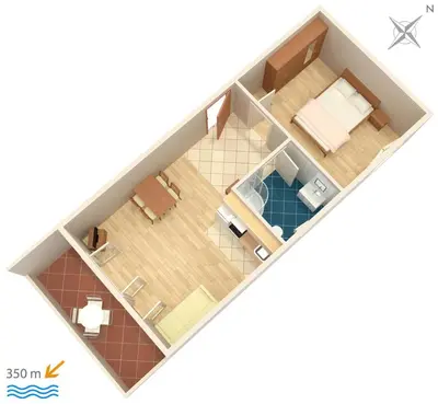 Tlocrt objekta Apartments with a parking space Mali Rat (Omis) - 7482