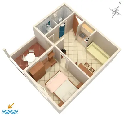 Tlocrt objekta Apartment Baska Voda 10027d