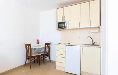 Kuhinja ili čajna kuhinja u objektu Nice Apartment In Baska Voda With House Sea View