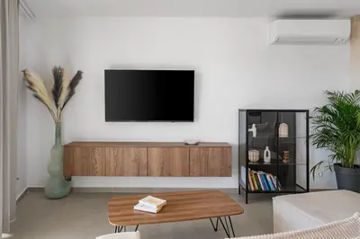TV i/ili zabavni centar u objektu NEW! Luxury Apartment With Jacuzzi 20 Near The Sea