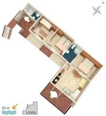 Tlocrt objekta Panorama sea view for 6, free parking at the house