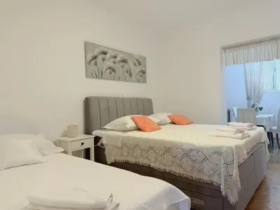 Krevet ili kreveti u jedinici u objektu Magic apartments with shared terrace