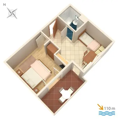 Tlocrt objekta Apartments by the sea Balica Rat, Omis - 4868