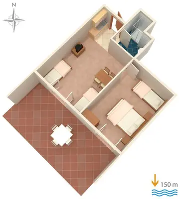 Tlocrt objekta Apartment Lokva Rogoznica 6005a