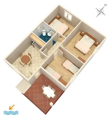 Tlocrt objekta Apartments by the sea Mimice, Omis - 656