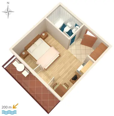 Tlocrt objekta Apartments with parking space Baska Voda, Makarska - 6773