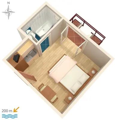 Tlocrt objekta Studio Baska Voda 6773c
