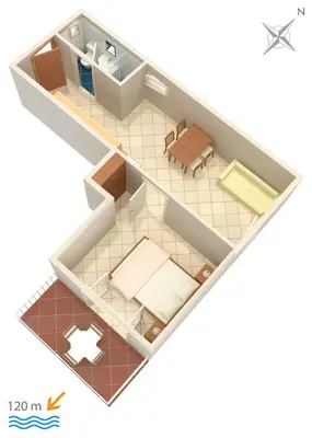 Tlocrt objekta Apartment Baska Voda 300c