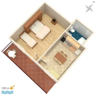 Tlocrt objekta Apartment Baska Voda 2608a