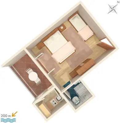 Tlocrt objekta Apartments with parking space Omis - 2745