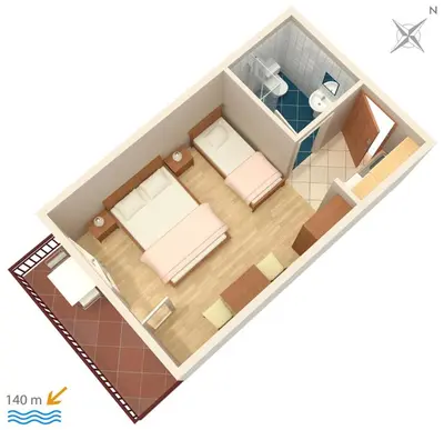 Tlocrt objekta Studio Brela 2752d