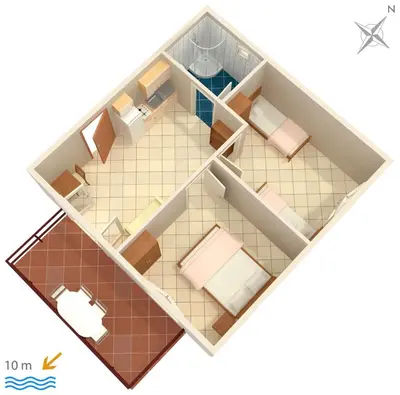 Tlocrt objekta Apartment Jedra 2583b