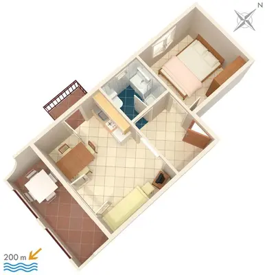 Tlocrt objekta Apartment Baska Voda 2709d