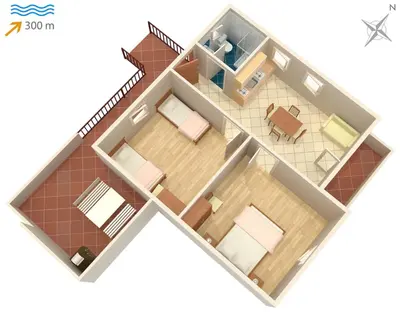 Tlocrt objekta Apartments with parking space Sutivan, Brac - 745