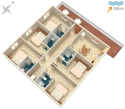 Tlocrt objekta Apartments with parking space Sutivan, Brac - 747