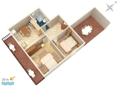 Tlocrt objekta Apartments by the sea Pisak, Omis - 1001