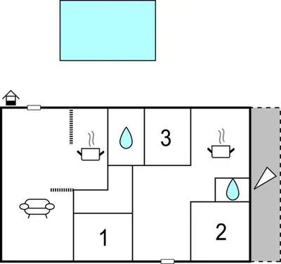 Tlocrt objekta Three-Bedroom Apartment In Split