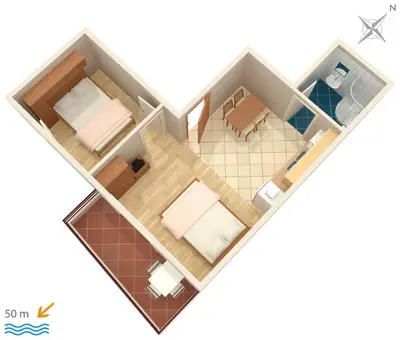 Tlocrt objekta Apartments by the sea Promajna, Makarska - 2673