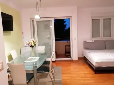 Krevet ili kreveti u jedinici u objektu Apartman Magdalena Galileo sa pogledom na more i plazu