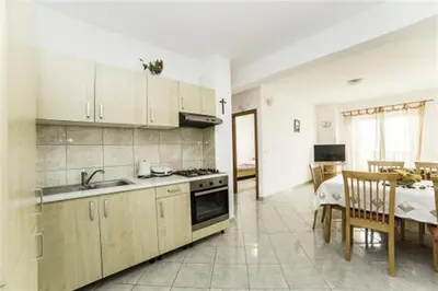Kuhinja ili čajna kuhinja u objektu Apartment in Povlja with sea view, balcony, air conditioning WiFi 4936-1 -2 -3