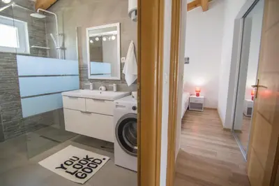 Kupaonica u objektu Village holiday apartman with heated pool Maslina