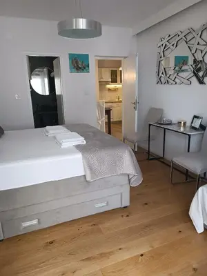 Krevet ili kreveti u jedinici u objektu apartment Golden sunrise - 4 ul.petra svacica11