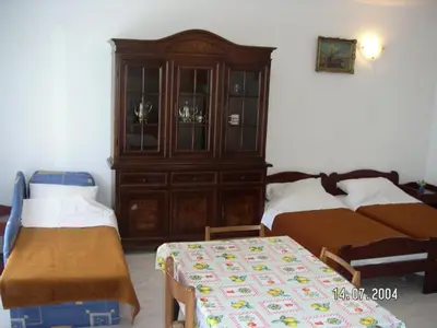 Krevet ili kreveti u jedinici u objektu Studio apartment in Lokva Rogoznica with sea view, balcony, air conditioning, WiFi 88-2