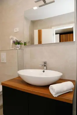 Kupaonica u objektu Apartment in Brela with sea view, terrace, air conditioning, WiFi 3524-8