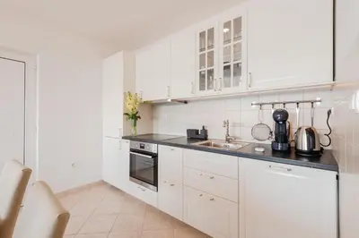 Kuhinja ili čajna kuhinja u objektu Apartman Traper with sea view and private pool