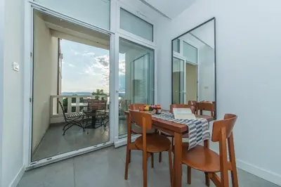 Balkon ili terasa u objektu Ferienwohnung in Brela mit Meerblick, Terrasse, Klimaanlage, W-LAN 201-10