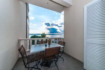 Balkon ili terasa u objektu Ferienwohnung in Brela mit Meerblick, Terrasse, Klimaanlage, W-LAN 201-10