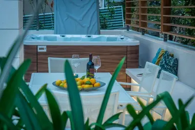 Tlocrt objekta Ferienwohnung in Brela mit Meerblick, Terrasse, Klimaanlage, W-LAN 201-10